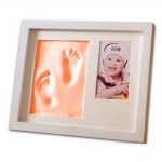 Babies Bloom Baby Handprint Kit For Newborn Girls And Boys Handprint & Footprint Photo Frame Kit For Table Decor - Orange