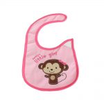 Babies Bloom Cotton Waterproof Saliva Bib - Knitted Velcro Bib Little Girl Print Pink