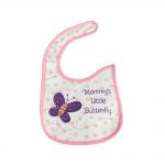 Babies Bloom Cotton Waterproof Saliva Bib - Velcro Closure Butterfly Embroidery