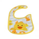 Babies Bloom Cotton Waterproof Saliva Bib - White Yellow Duck