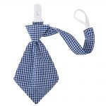 Babies Bloom Bold Blue Check Necktie Pacifier Clip