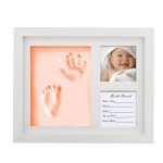 Babies Bloom Baby Orange Clay Handprint And Footprint Kit Solid Wood Photo Frame