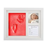 Babies Bloom Charming Red Clay Baby Handprint And Footprint Kit Solid Wood Photo Frame