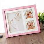 Babies Bloom Charming Baby Handprint And Footprint Kit Solid Wood Photo Frame (White Clay)