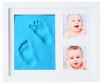 Babies Bloom Charming Baby Blue Handprint And Footprint Kit Solid Wood Photo Frame