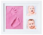 Babies Bloom Charming Baby Pink Clay Handprint And Footprint Kit Solid Wood Photo Frame