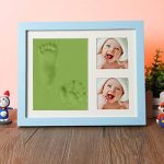 Babies Bloom Charming Baby Green Clay Handprint And Footprint Kit Solid Wood Photo Frame