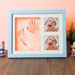 Babies Bloom Charming Baby Handprint And Footprint Orange Clay Kit Solid Wood Photo Frame