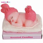 Babies Bloom Pink Sleeping Baby Birthday Decoration Scented Candle (Set Of 2)