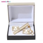 Babies Bloom Luxury Metal Necktie Tie Bar Clasp With Fashion Cufflink