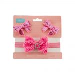 Babies Bloom Party Pink Ribbon Bow Hair Band With Hair Clip Set