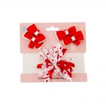 Babies Bloom Korker Red And White Hair Bow And Clip Set