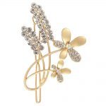 Babies Bloom Antique Golden  Rhinestone Leaf Shape Women Brooch