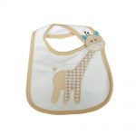 Babies Bloom Cotton Waterproof Saliva Bib - White And Beige Giraffe