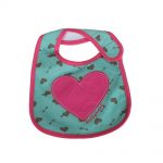 Babies Bloom Cotton Waterproof Saliva Bib - Pink Heart