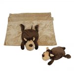 Babies Bloom Brown Dog Shaped Pillow /Toy Cum Mink Blanket