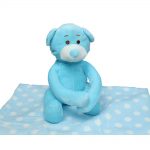 Babies Bloom Cartoon Teddy Bear Animal Plush Toy Star Baby Swaddle Coral Fleece Blanket - Blue