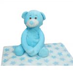 Babies Bloom Colour Cartoon Teddy Bear Animal Plush Toy Polka Baby Swaddle Coral Fleece Blanket - Light Blue