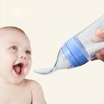 Babies Bloom Blue Silicone Baby Feeding Spoon /Infant Weaning Feeder Bottle (Min-6 Months)