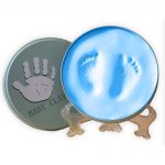 Babies Bloom Round Tin With Stand Baby'S Clay Handprint And Footprint Imprint Kit (Blue)