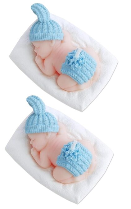 Babies Bloom Sleeping Baby Birthday Candle Favor, Blue (Set of 2) - Image 2