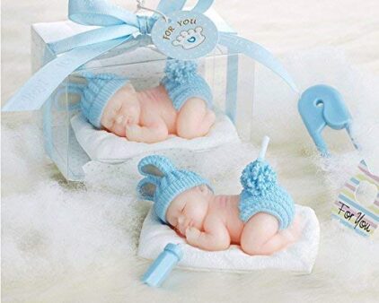 Babies Bloom Sleeping Baby Birthday Candle Favor, Blue (Set of 2)