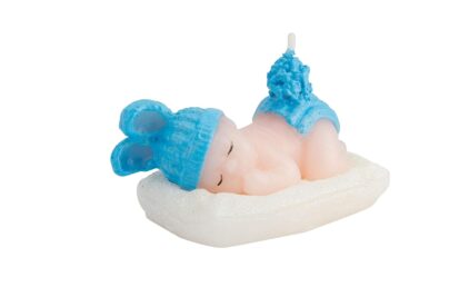 Babies Bloom Sleeping Baby Birthday Candle Favor, Blue (Set of 2) - Image 3