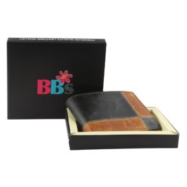 Babies Bloom Men’s Black and Tan Top Grain Genuine Leather Wallet - Branded International Quality