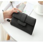 Babies Bloom Fashion Soft Pu Leather Black Ladies Fashion Three-Fold Soft Women Purse/Wallets/Clutch Bags/Coin Purse Card Holder