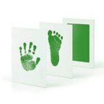 Babies Bloom Green Baby Hand and Foot Ink Imprint Kit. No Touch, Non Toxic Ink Pad (0-6 Months Baby) (Frame Not Included)