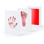 Babies Bloom Safe Inkless Baby Handprint and Baby Footprint Ink Pad with Imprint Cards 100% Non-Toxic & Mess Free Safe for Newborn Baby and Toddlers (Red, 0-6 Months)