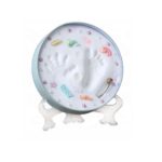 Babies Bloom White Clay Round Tin | Handprint and Footprint Imprint Casting Kit| Decorative Items Included in the Frame