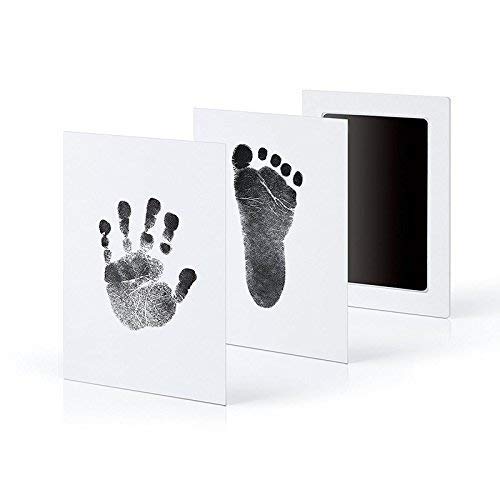 Inkless Baby Handprint and Footprint Kit 2 Pack Clean Touch Ink Pad 2 Black Imprint Pad +4 Imprint Cards Non-Toxic Print Kit for Newborn Baby and Toddlers and Pet 