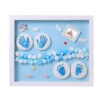 Babies Bloom DIY Baby Handprint Footprint Ornament Keepsake Maker Kit, Baby Nursery Memory Art Kit, Baby Shower Gifts, Xmas Gifts, Precious Moment for Newborn, Baby Boy/Girl, Personalized Baby Prints (Blue) with LED lights