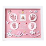 Babies Bloom Pink DIY Baby Handprint Footprint Ornament Keepsake Maker Kit,Precious Moment for Newborn, Baby Boy/Girl, Personalized Baby Prints with LED Lights