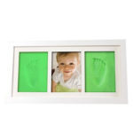 Babies Bloom Baby Handprint and Footprint Makers Kit, Baby Keepsake Frame for Newborn Boys & Girls (Wooden Frame with Green Clay)