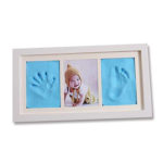 BABIES BLOOM Baby Milestone Impression Kit with Frame, Baby Keepsake Frame, Baby Registry, Nursery Decor (Peel Off Protective Sheet from Glass) Collection (With Blue Clay)