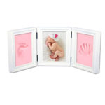 BABIES BLOOM Baby Handprint and Footprint Kit | Keepsake Set with Frame and Clay for Casting Babies Hand and Foot Prints | Ideal for Newborn Boys and Girls (Pink)