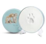 BABIES BLOOM Pet Pawprints Ornament Clay, Pet Dog, Cat Paw Print Keepsakes, Pet Paw Impression (Pet Round Tin White)