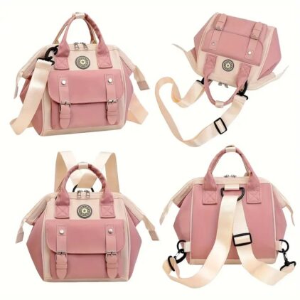 BABIES BLOOM Baby Diaper Bag Functional Diaper Tote Bag Waterproof Diaper Shoulder Bag Fashion Nappy Bag Travel Baby Bag For Mom (Pink) - Image 4