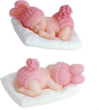 Babies Bloom Sleeping Baby Birthday Candle Favor, Pink (Set of 2) - Image 4