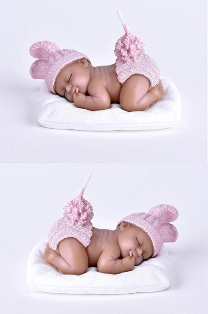 Babies Bloom Sleeping Baby Birthday Candle Favor, Pink (Set of 2) - Image 2