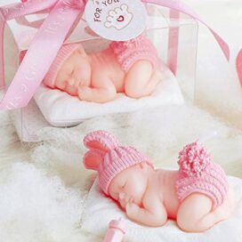 Babies Bloom Sleeping Baby Birthday Candle Favor, Pink (Set of 2)