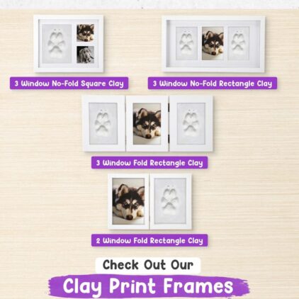 BABIES BLOOM Dog or Cat Paw Print with Photo Frame, Pet Paw Print Impression Kit, Dog or Cat Clay Pawprint Keepsake Wooden Photo Frame (Double Fold) - Image 7